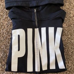 Black pink zip up hoodie